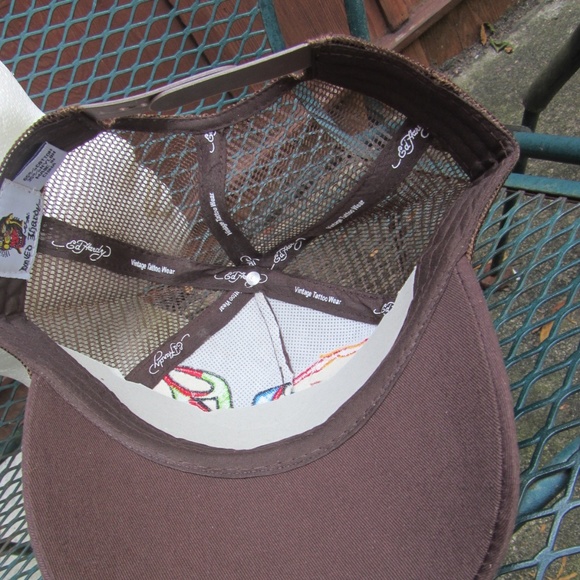 ED HARDY CHRISTIAN AUDIGIER BROWN TRUCKER HAT NWOT - Picture 8 of 8